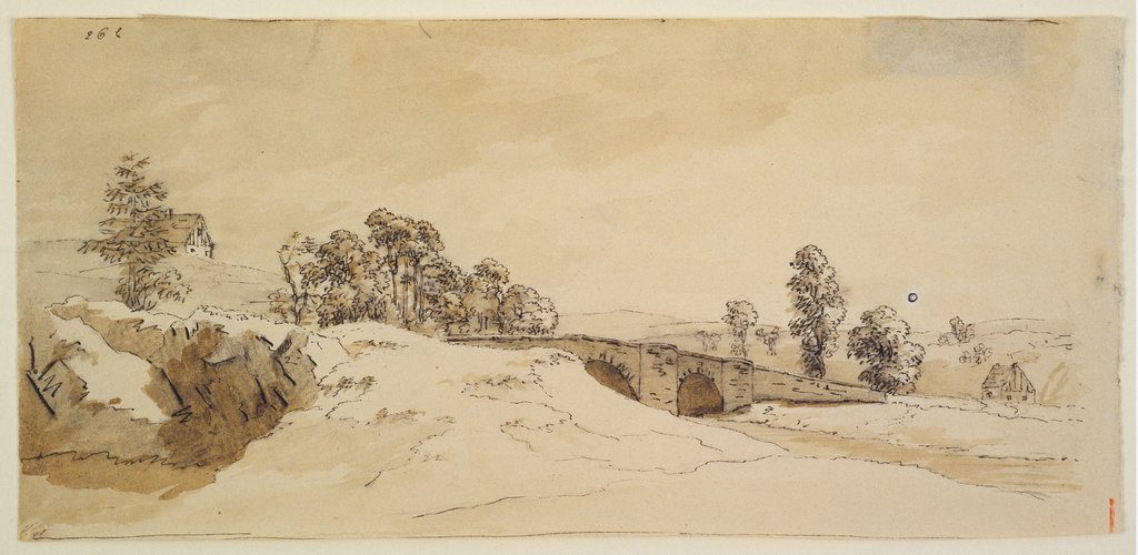 Landschaft mit Brücke, Caspar David Friedrich