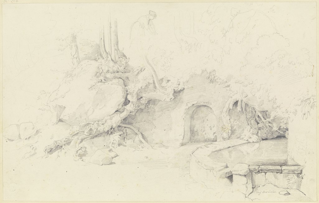Bei Ariccia, Brunnen bei einem Einsiedlerhäuschen, Ernst Fries