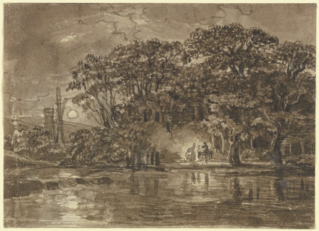 Nocturnal river landscape, Johann Christian Reinhart