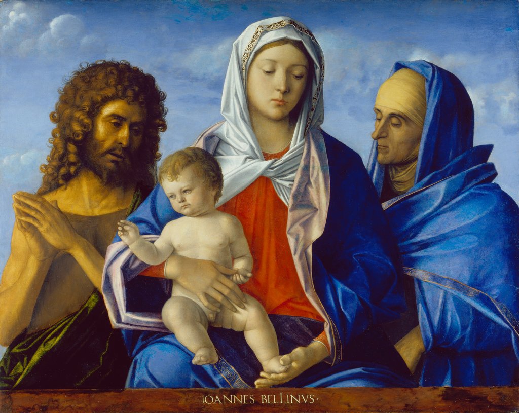 Madonna mit Kind, Johannes dem Täufer und der heiligen Elisabeth, Giovanni Bellini;  und Werkstatt