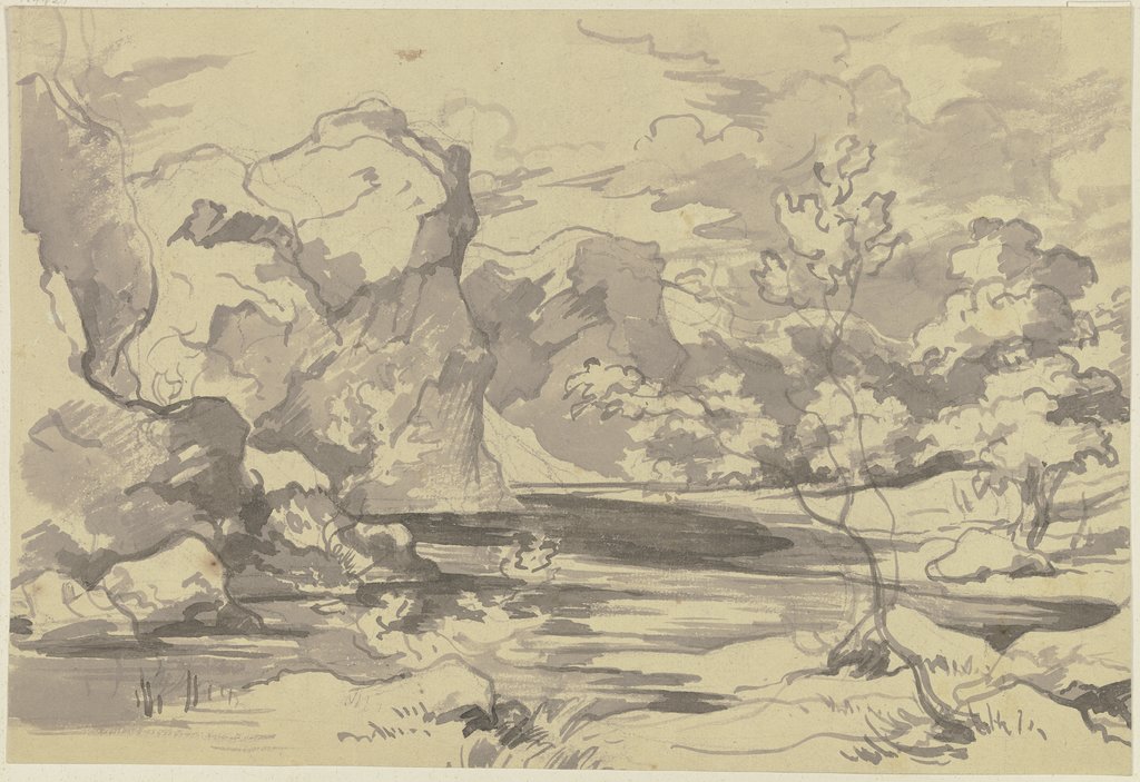 River landscape, August Richter