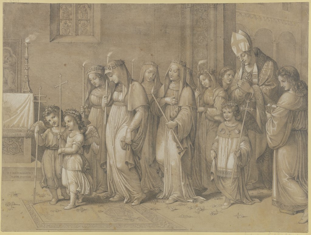 Prozession römischer Mädchen zur Erstkommunion, Johannes Riepenhausen, Franz Riepenhausen