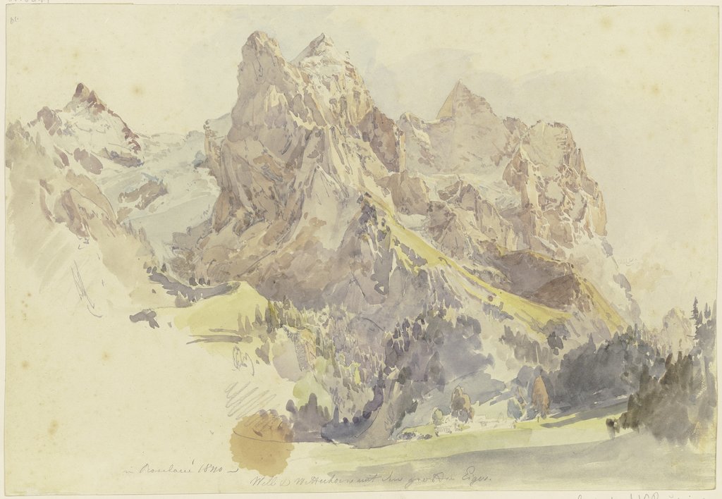 Blick von Rosenlaui auf das Wetterhorn und den Eiger, Johann Nepomuk Rauch