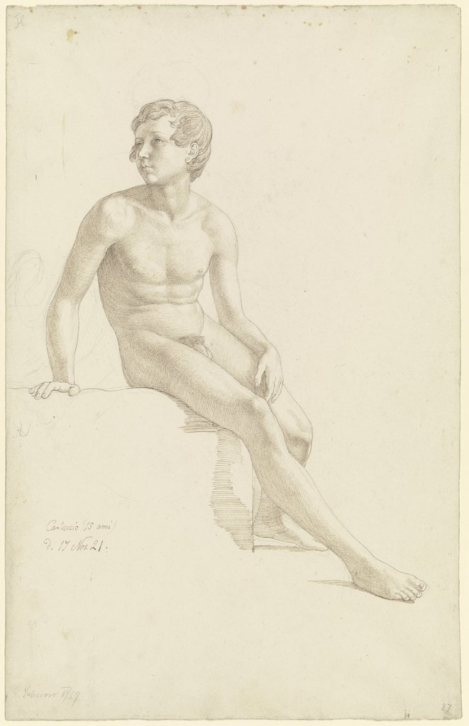 Nude of a sitting boy, Julius Schnorr von Carolsfeld