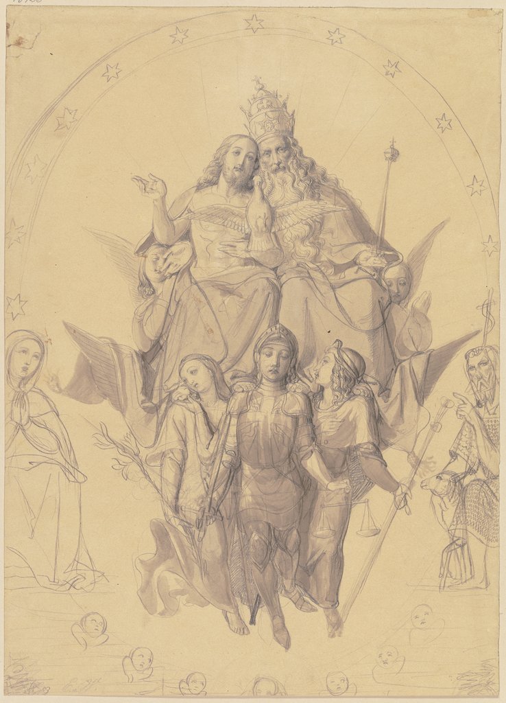 Die Heilige Dreifaltigkeit mit den Erzengeln, Maria und Johannes dem Täufer, Eberhard von Wächter