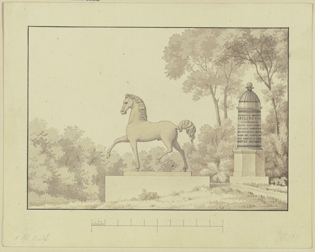 Entwurf zu dem Pferdedenkmal im Bethmannschen Park, Deutsch, 19. Jahrhundert