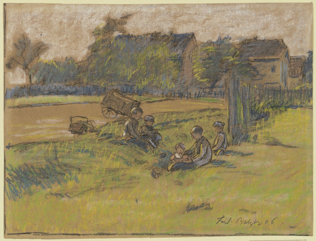 Children on a meadow, Ferdinand Balzer