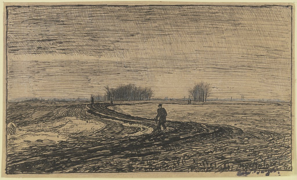 Country lane with wanderer, Ferdinand Balzer