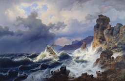 Ein Seesturm an der norwegischen Küste