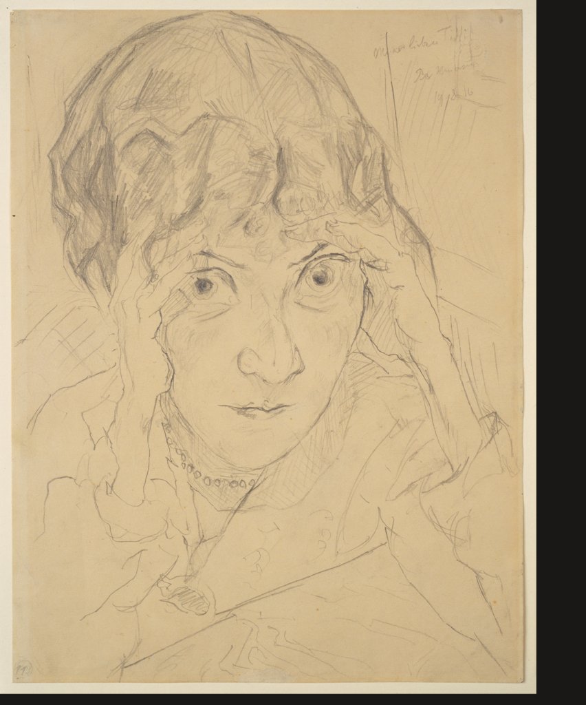 Porträt Fridel Battenberg, mit auf beide Hände aufgestütztem Kopf, Max Beckmann