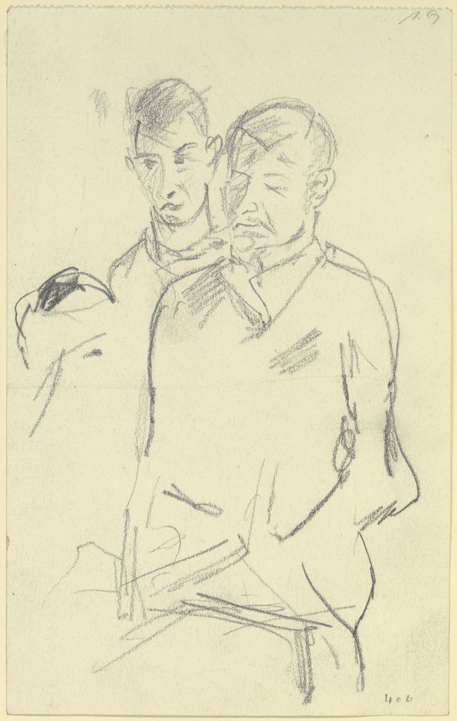 Two doctors at the sickbed of a wounded man with a bandaged head, Max Beckmann