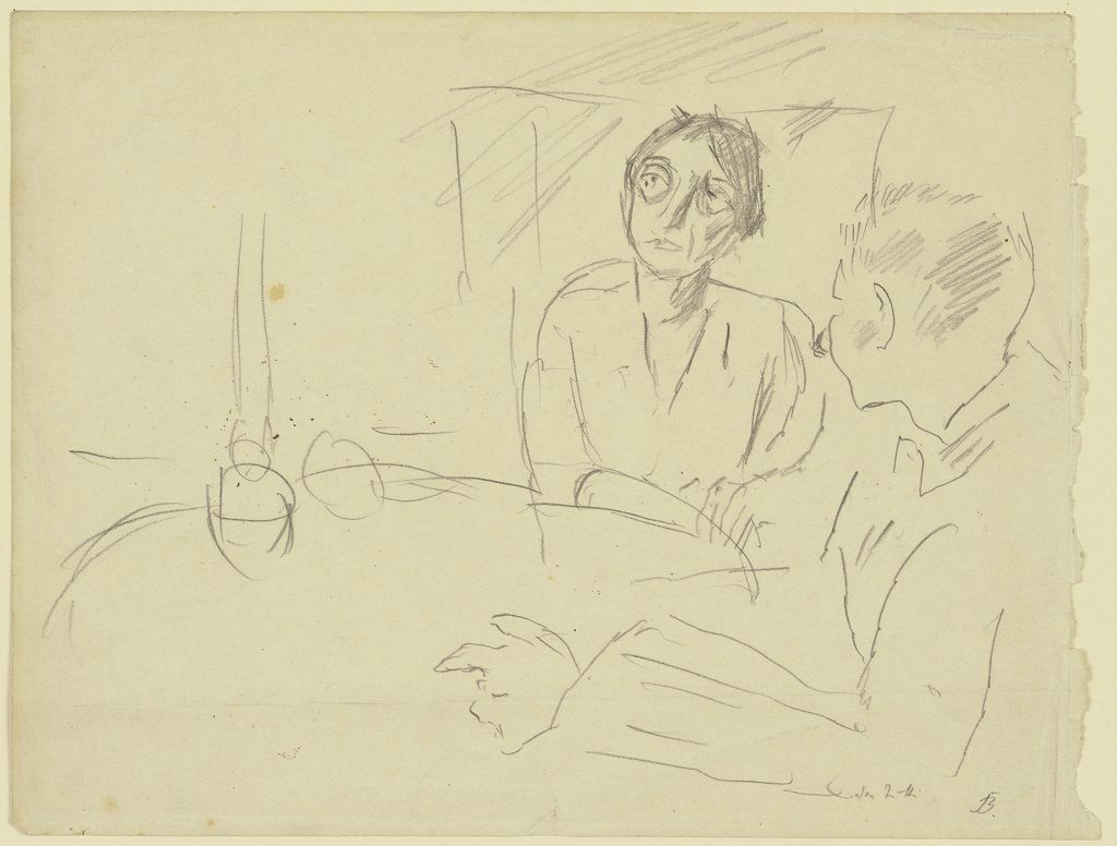 Frau und Mann an rundem Tisch sitzend, Max Beckmann