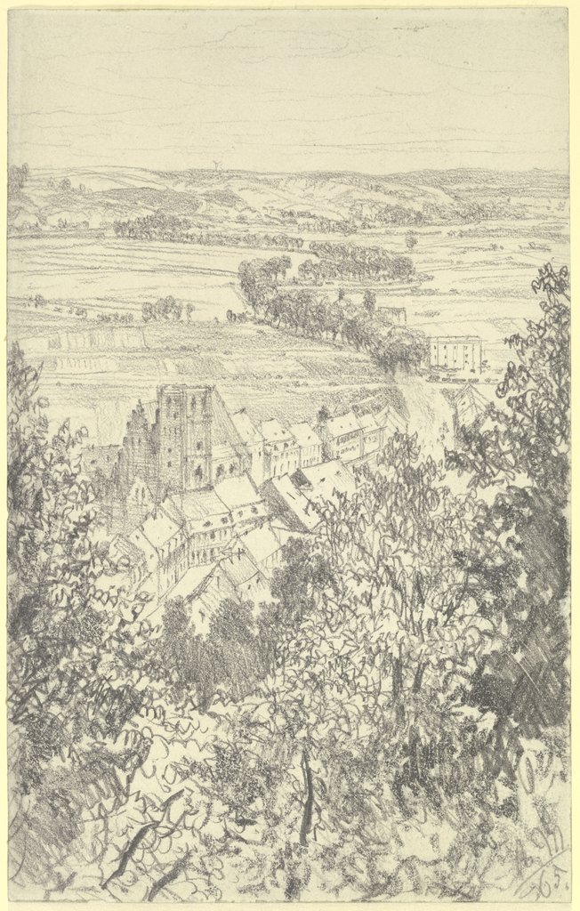 Landschaft bei Kissingen von der Bodenlaube aus, Adolph von Menzel
