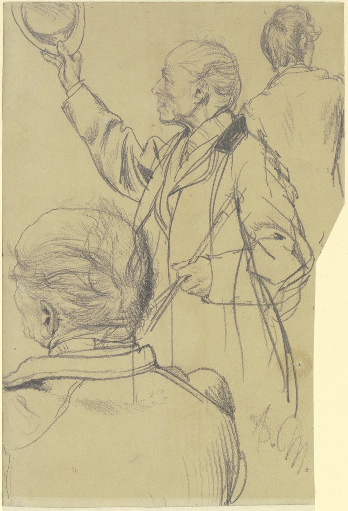 Zwei Zuschauer für das Gemälde "Abreise König Wilhelms I. zur Armee am 31. Juli 1870", Adolph von Menzel