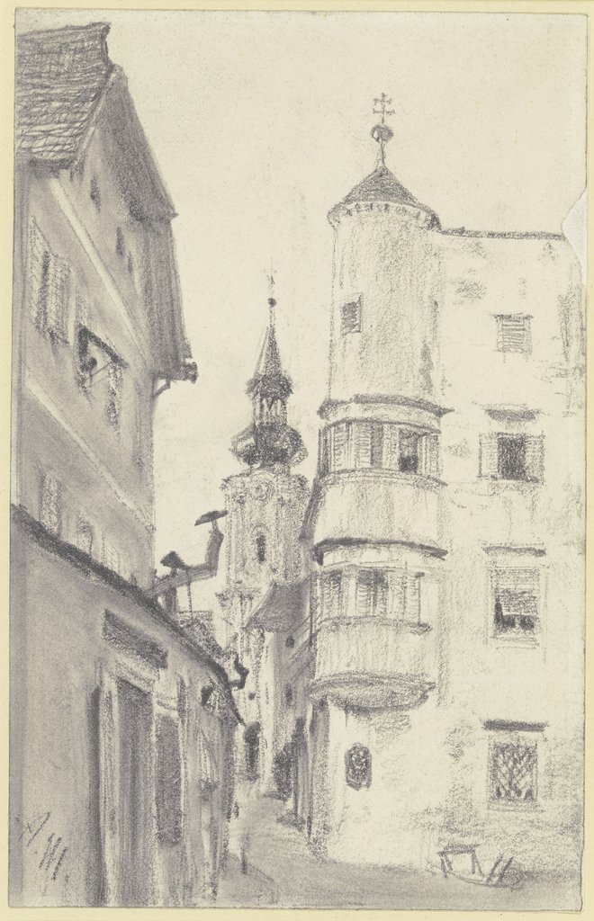 Blick in die Kirchengasse in Gmunden am Traunsee, Adolph von Menzel