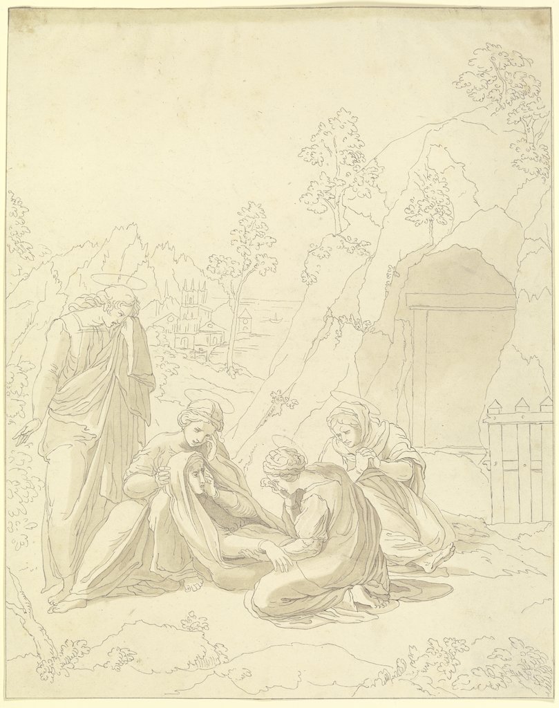 Am Ostermorgen: Die heiligen Frauen, Maria und Johannes am offenen Grabe Christi, Gustav Heinrich Naeke