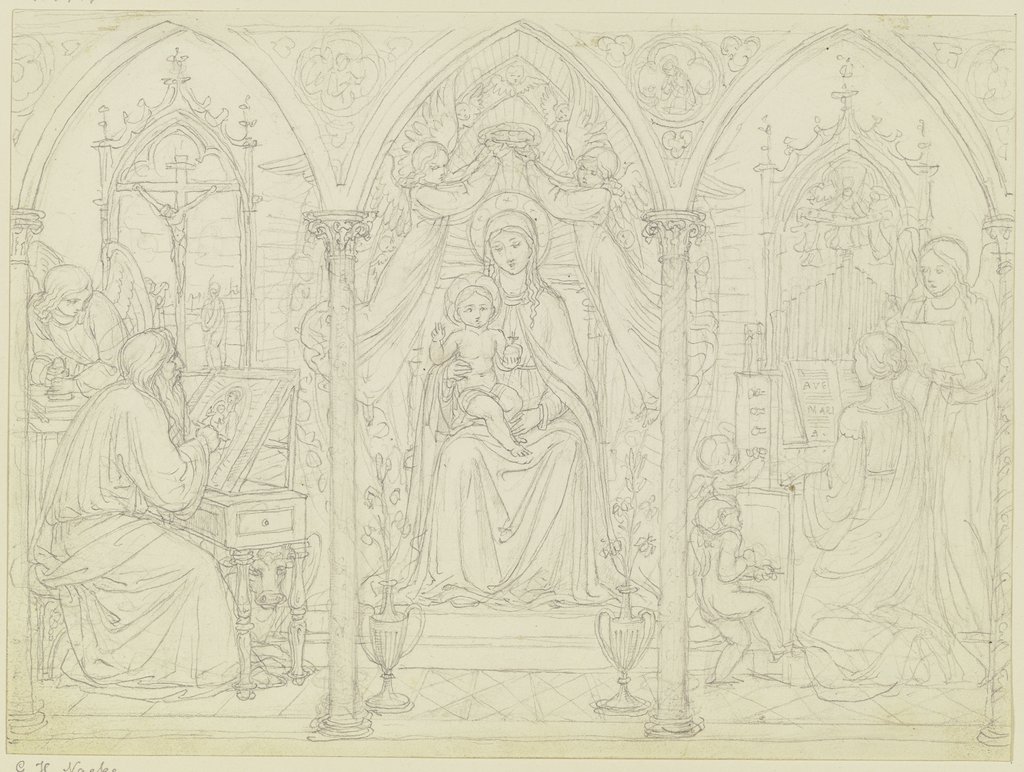 Madonna mit dem Evangelisten Lukas und der Heiligen Cäcilia, Gustav Heinrich Naeke