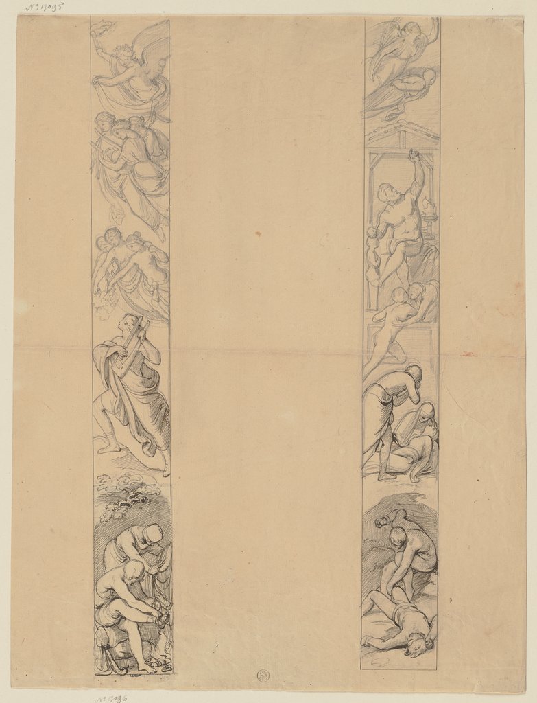 Zwei senkrechte Friese mit figürlichen Darstellungen, Bernhard Neher d. J.