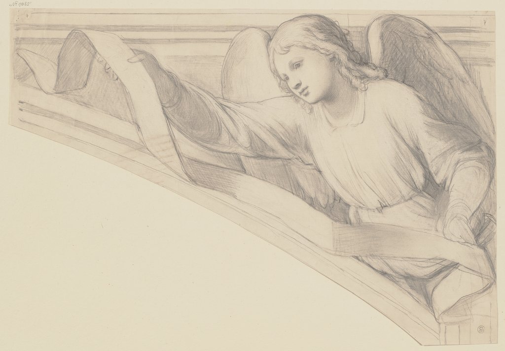 Engel mit Spruchband nach links, in einem Zwickel, Bernhard Neher the Younger