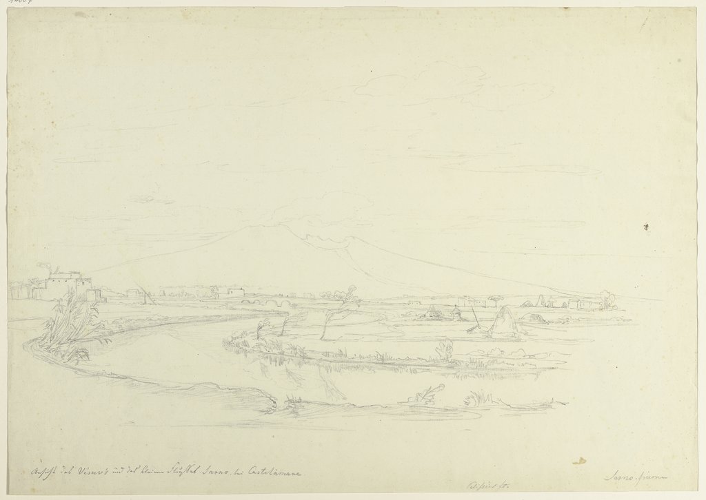 Der Vesuv, im Vordergrund der Sarno bei Castellammare, Theodor Pelissier