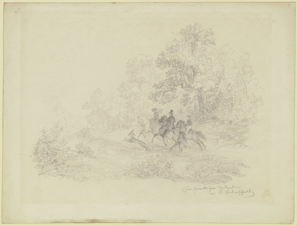 Group of riders at the edge of the forest, Wilhelm Lindenschmit the Elder, Wilhelm von Lindenschmit the Younger