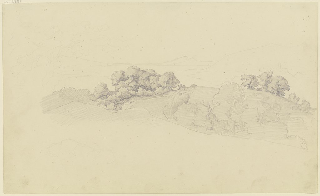 Sabiner Berge, im Vordergrund zwei Baumgruppen, August Lucas
