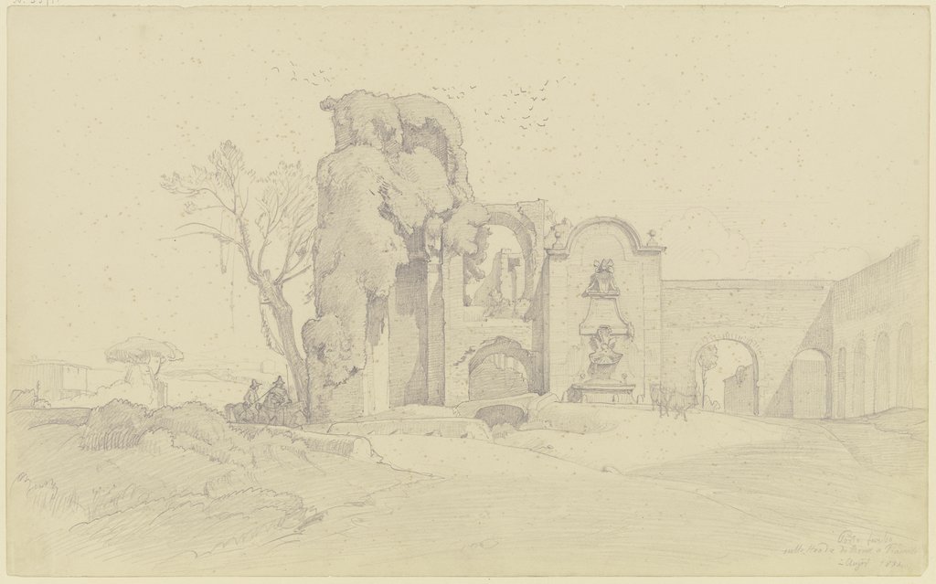 Die Porta Furba und die Acqua Felice mit dem Brunnen Clemens' XII. an der Via Tuscolana bei Rom, August Lucas