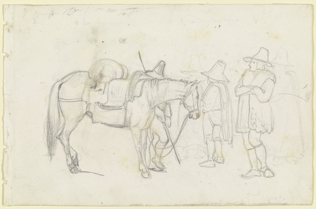 Horse with horse drovers, August Lucas