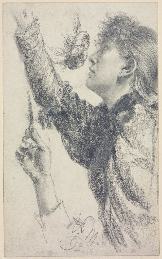 Junge Frau mit erhobenem Arm, Adolph von Menzel