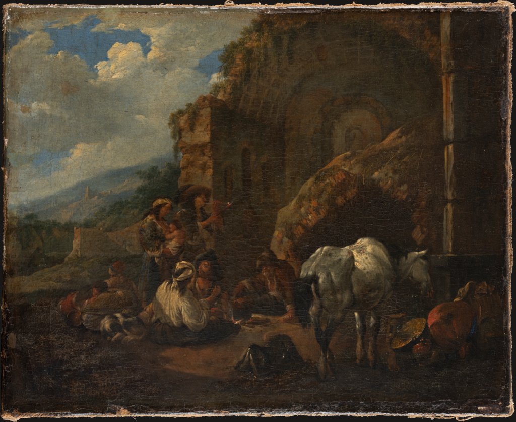 Gypsy Camp in a Roman Ruin, Johann Heinrich Roos