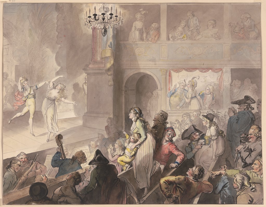 Theaterpublikum bei der Vorstellung eines Ballettstückes, Johann Heinrich Ramberg