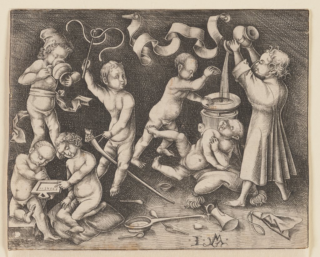 Seven Children at Play, Israhel van Meckenem the Younger, after Master of the Housebook;   ?