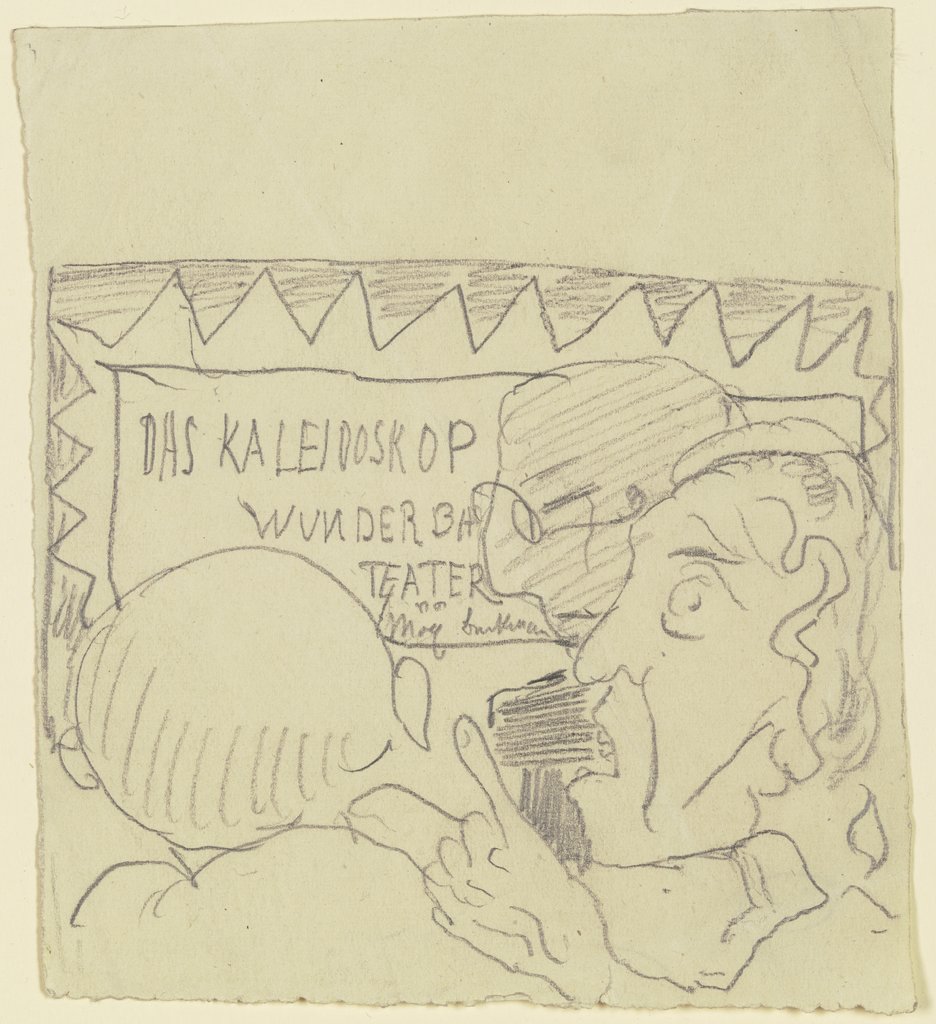 The Wonderful Kaleidoscope Theatre of Max Beckmann – Three heads in front of a poster, Max Beckmann