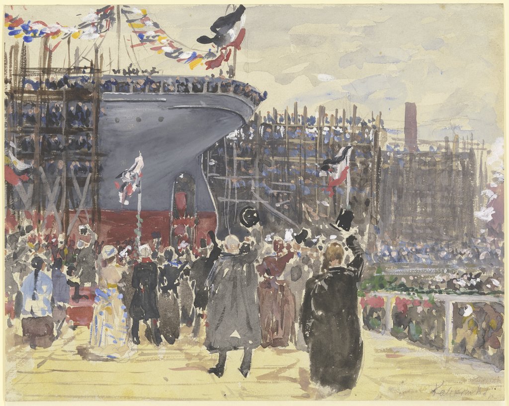 Launching of a ship, Leopold von Kalckreuth
