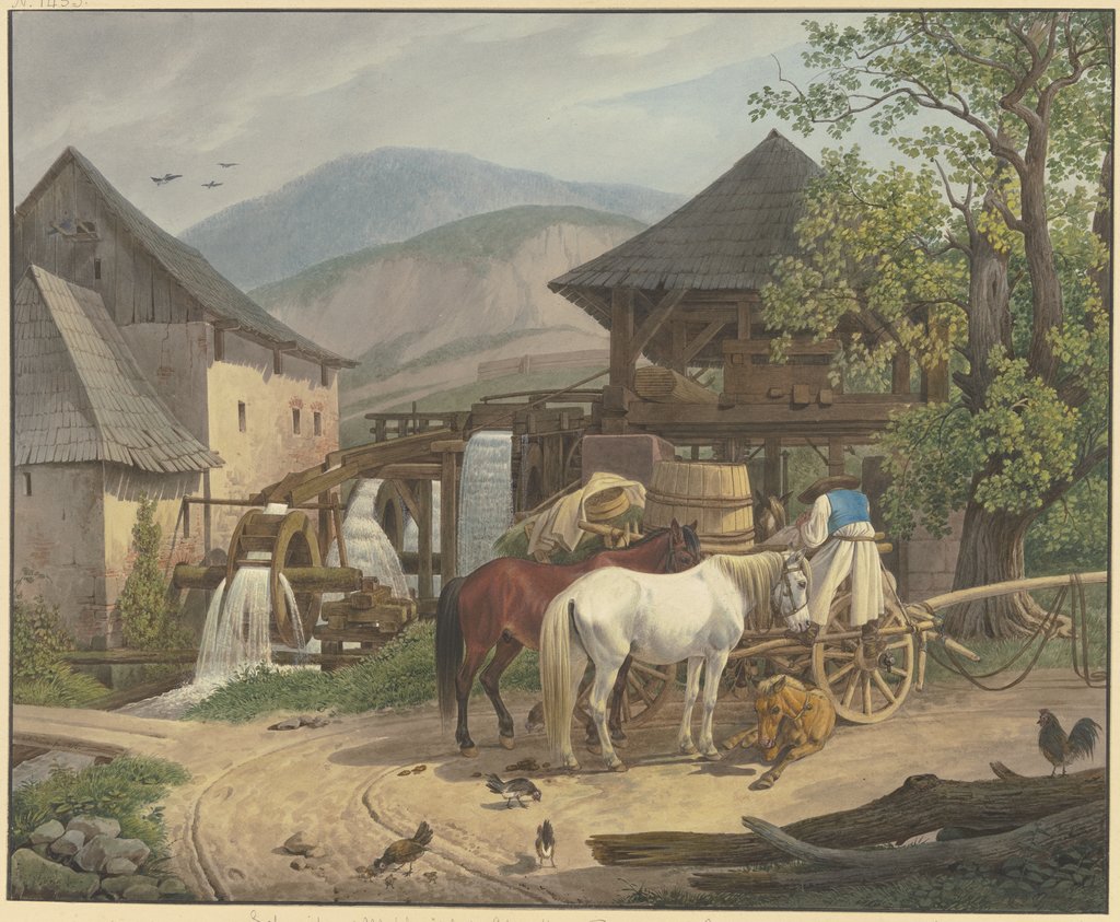 Schneid- und Mahlmühle im Stickelberger Tal unweit der Wienerischen Neustadt an der ungarischen Grenze, Johann Adam Klein