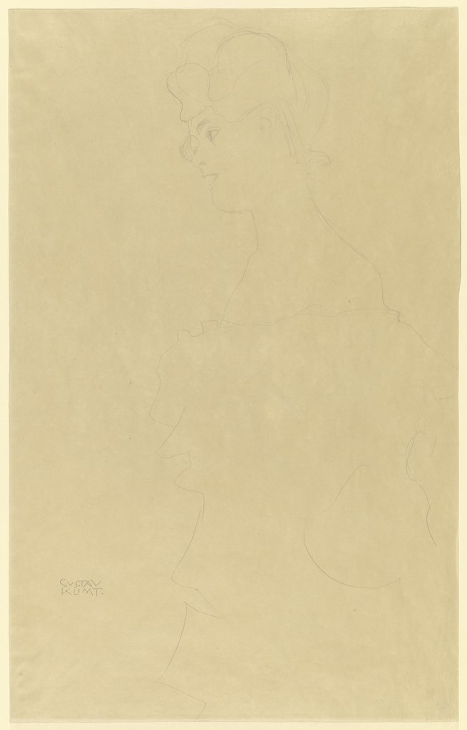 Half-length figure of a girl facing left, Gustav Klimt