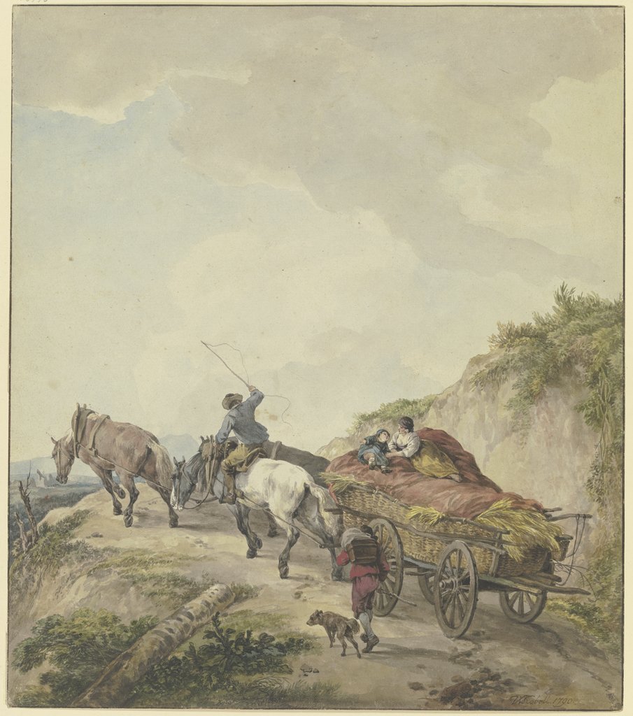 Bauernwagen in bergiger Landschaft, Wilhelm von Kobell