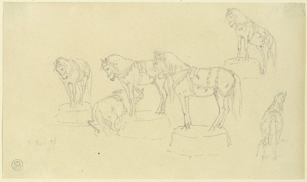 Circuspferde, auf Tonnen balancierend, Heinrich Lang