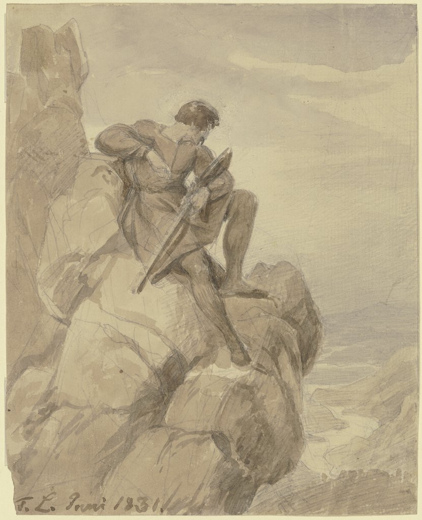Jäger (Räuber) in den Bergen, Carl Friedrich Lessing