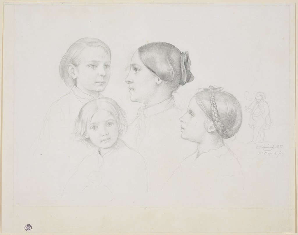 Die Familie des Künstlers, rechts ein Selbstbildnis, Moritz von Schwind