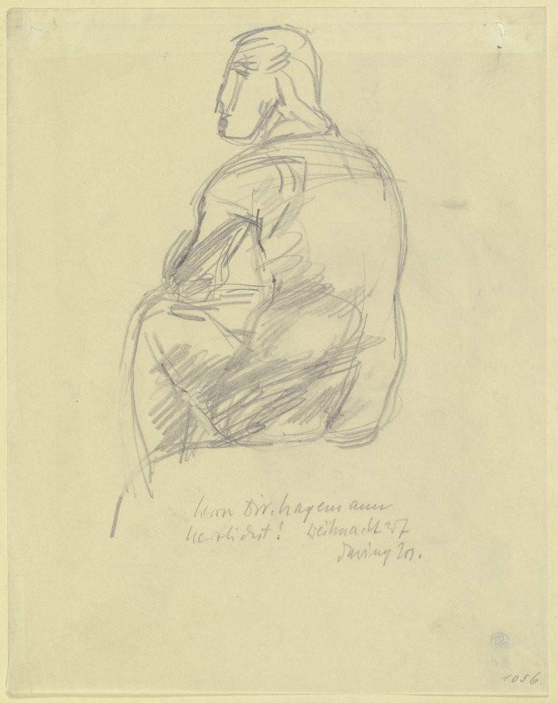 Nude seen from behind, sitting, Josef Dering