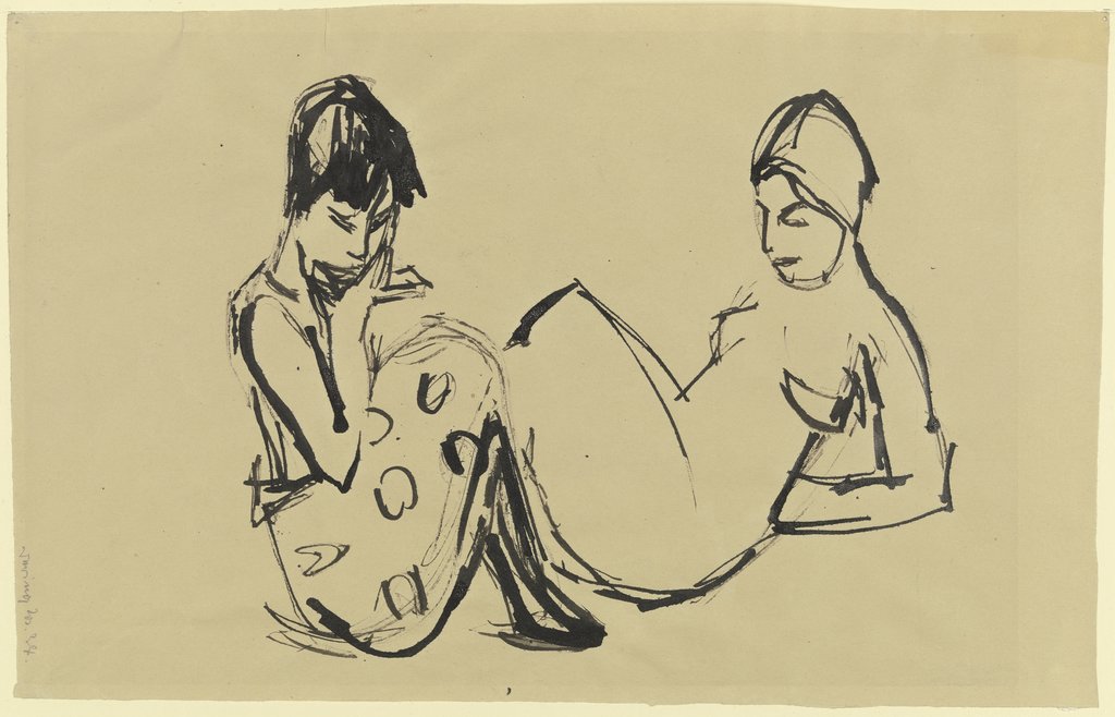 Zwei sitzende Mädchen, Josef Dering