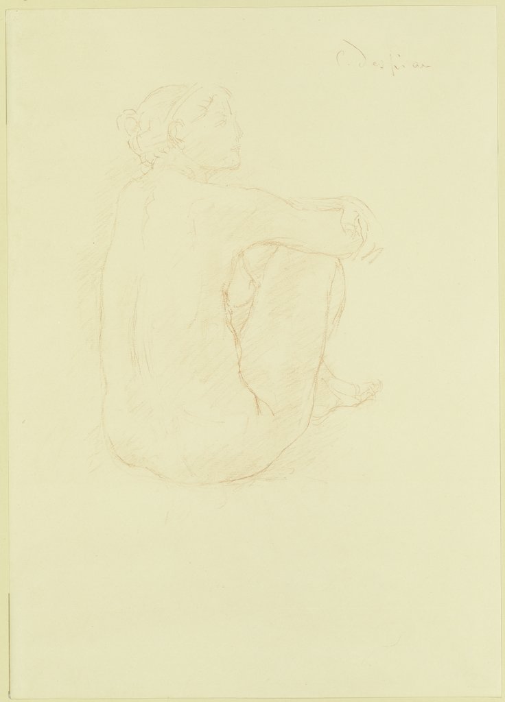 Am Boden hockender weiblicher Rückenakt nach rechts, die Arme um die angezogenen Knie geschlungen, Charles Despiau