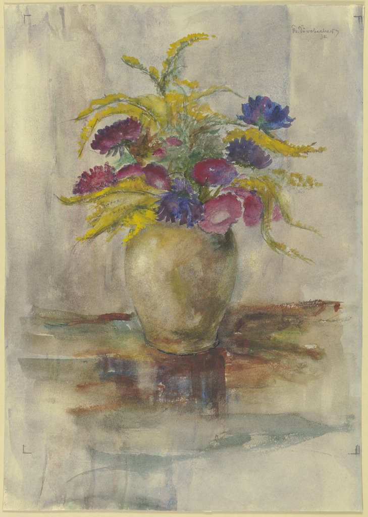 Vase mit Blumen (Mimosen), Karl Dörrbecker