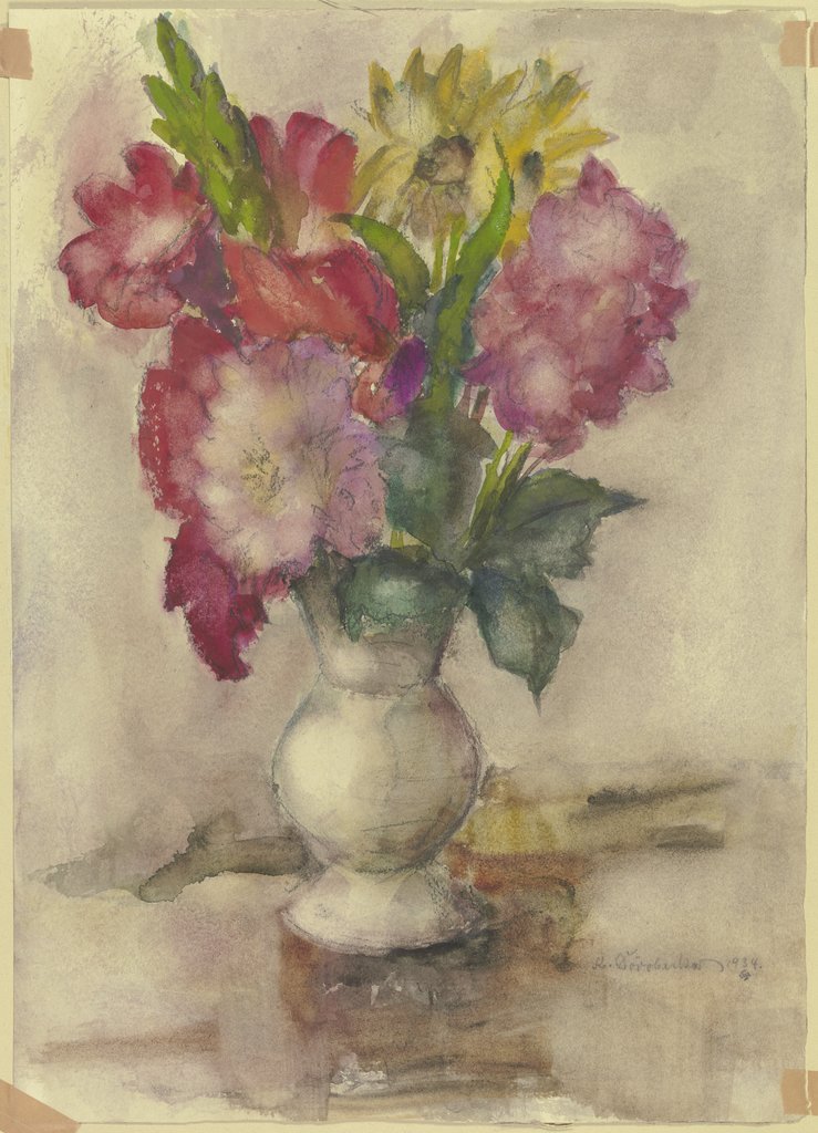 Vase with flowers (dahlias), Karl Dörbecker