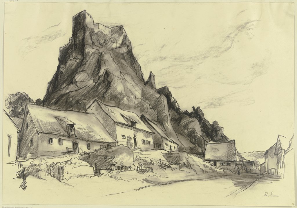 Rocks mit castle and village, Richard Enders
