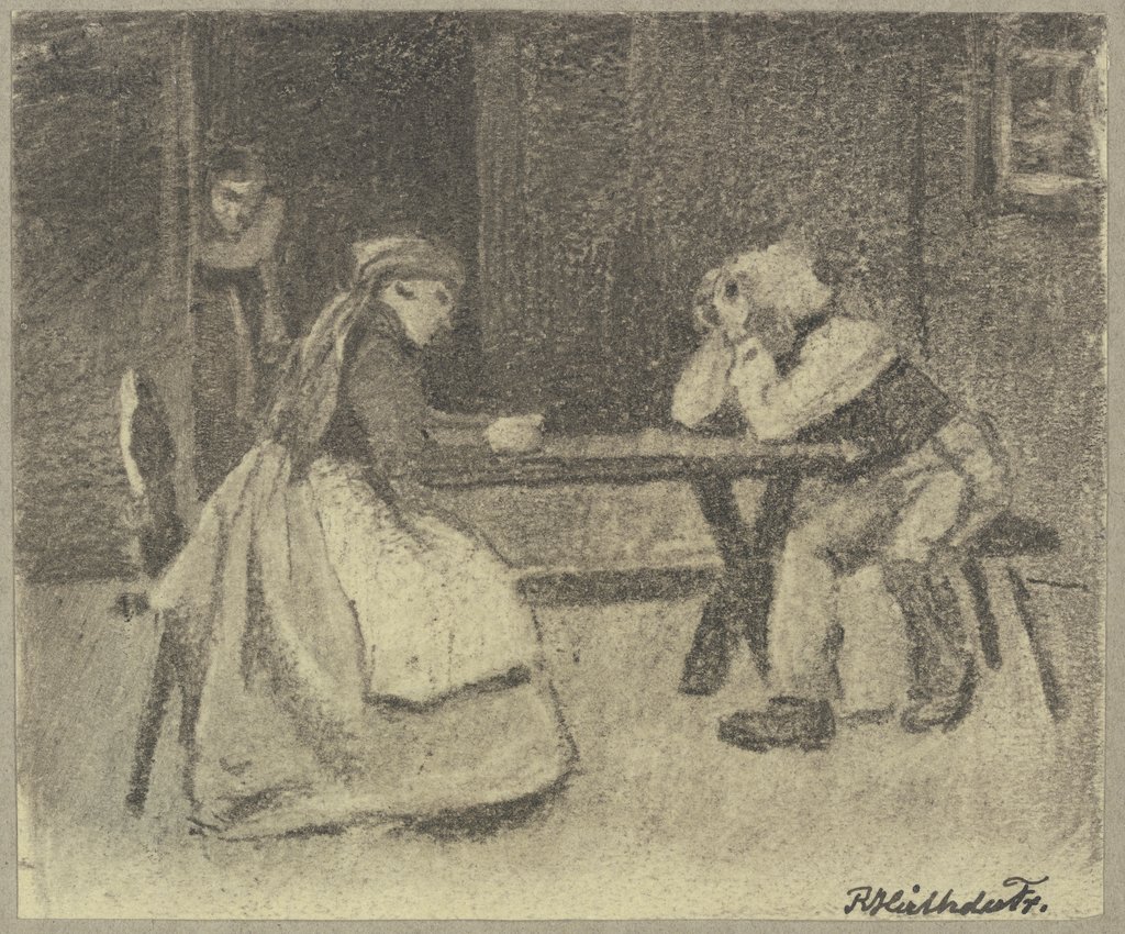 Jägerblut, Mann und Frau sitzen an einem Tisch, Rudolf Hirth du Frênes