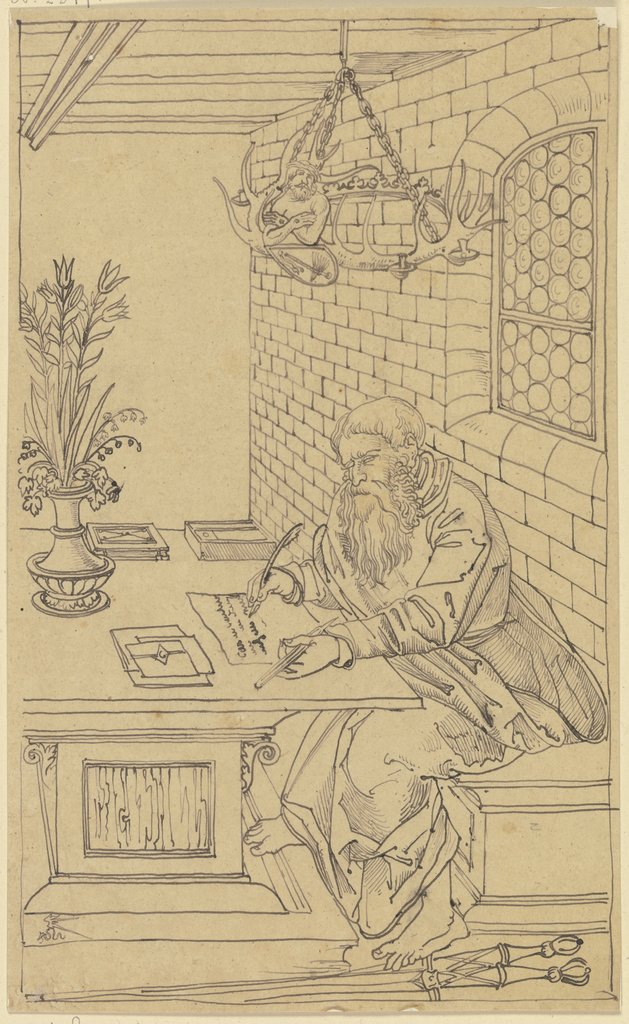 Der Heilige Paulus unter einem Kronleuchter schreibend, Karl Ballenberger, after Lucas Cranach the Elder
