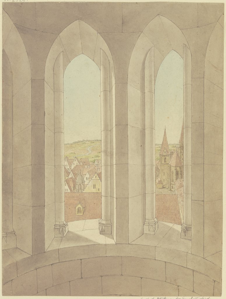 Blick vom Turm der Gumbertuskirche auf die Johanniskirche in Ansbach, Karl Ballenberger