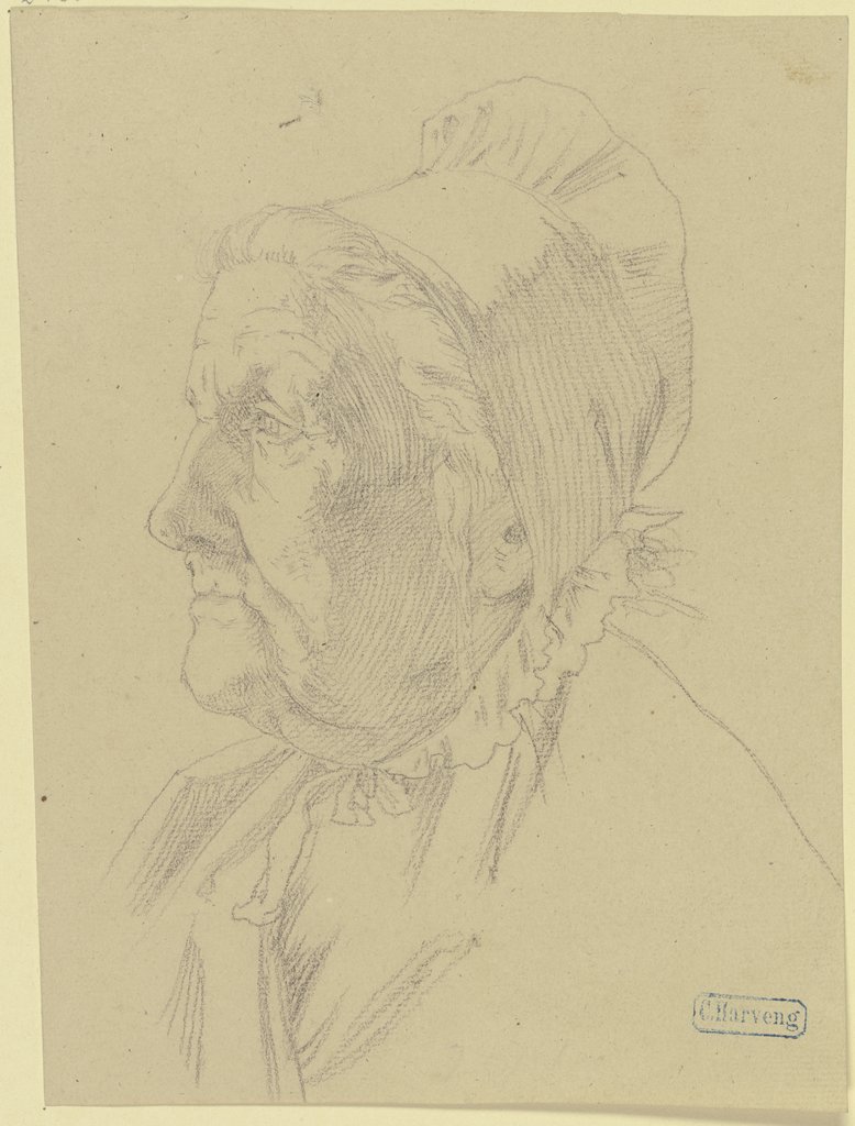 Kopf einer alten Frau nach links, Karl Friedrich Harveng